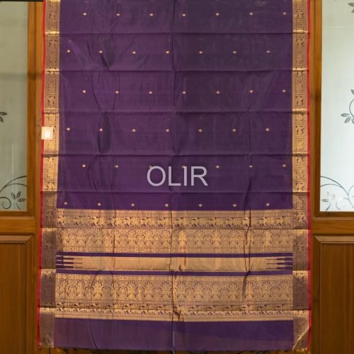KSC002-1.jpg Violet With Zari Buttis and Pink Border