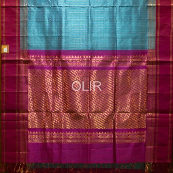 KSC015-2.jpg Ananda Blue with Small Zari Checks