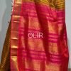 Mustard With Brown Small Checks and Pink border