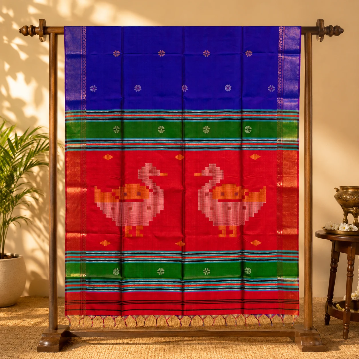 Classic Tone Body with Contrast Pallu Silk Cotton Saree with Delicate Motifs