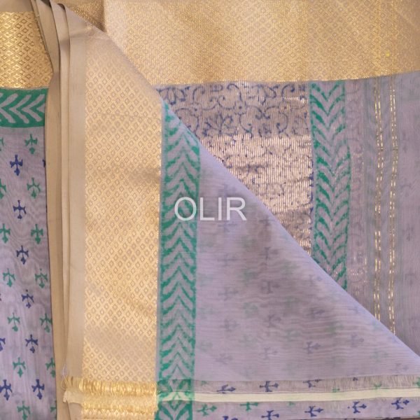 MSC048-3.jpg Lavender Handblock Print Saree with Tissue Pallu