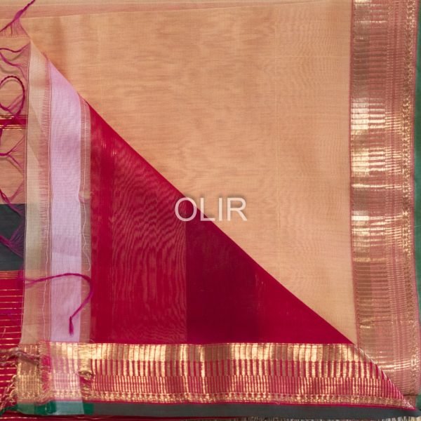 MSC081-3.jpg Peach Pink Dual Shade Saree with Green Selvedge