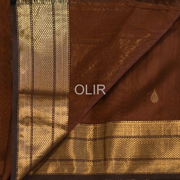 MSC107-3.jpg Coffee Brown Butta Saree with Zari Pallu