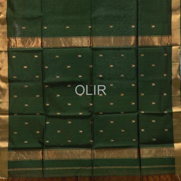 MSC124-2.jpg Dark Green Arrowhead Motif Saree