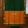 MSC154-1.jpg Dark Green Double Border Saree with Orange Pallu