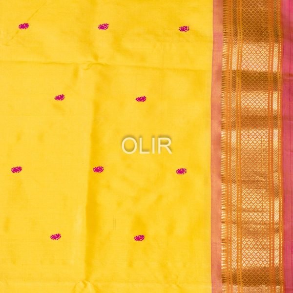 PSS002-4.jpg Yellow and Peach Pure Silk Handwoven Paithani Saree