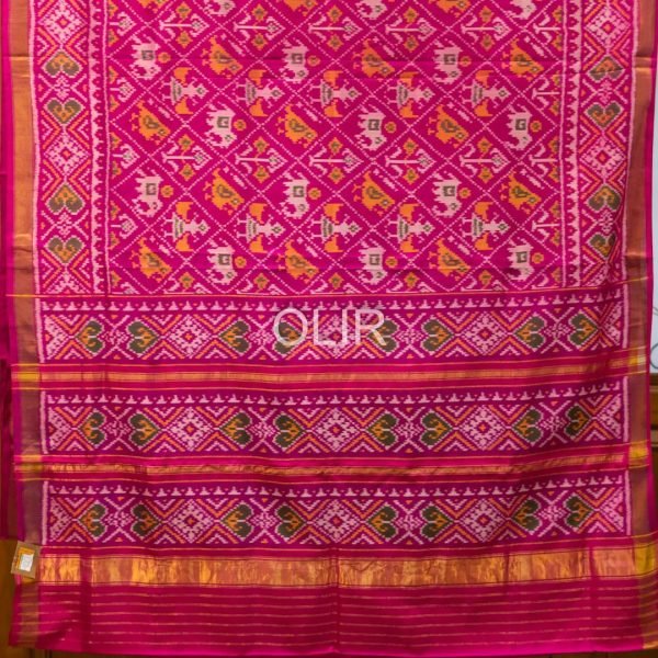 Pink Patola Pure Silk Saree with Traditional Design