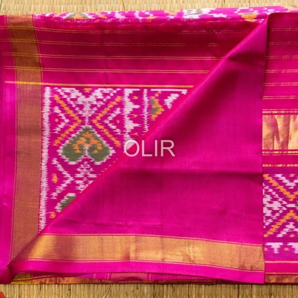 Pink Patola Pure Silk Saree with Traditional Design
