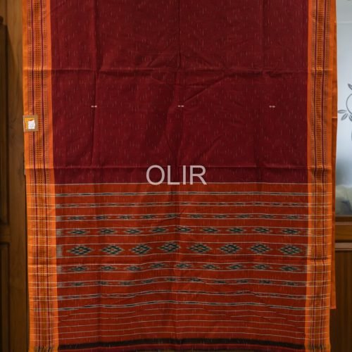SPC003-1.jpg Red & Rust Sambalpuri Ikat Saree