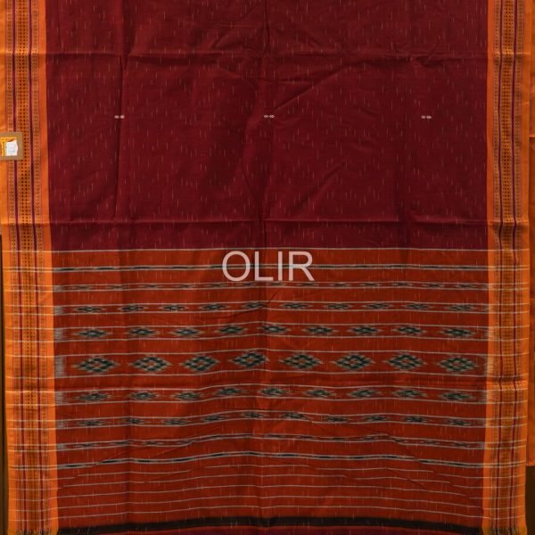 Red & Rust Sambalpuri Ikat Saree