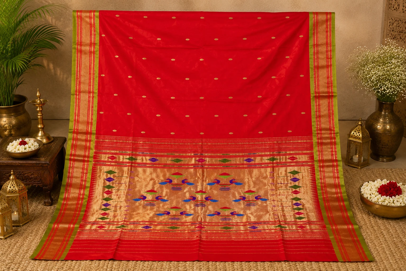 Magenta and Purple Pure Silk Handwoven Paithani Saree