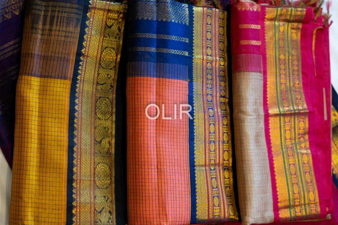Ananda Blue with Small Zari Checks