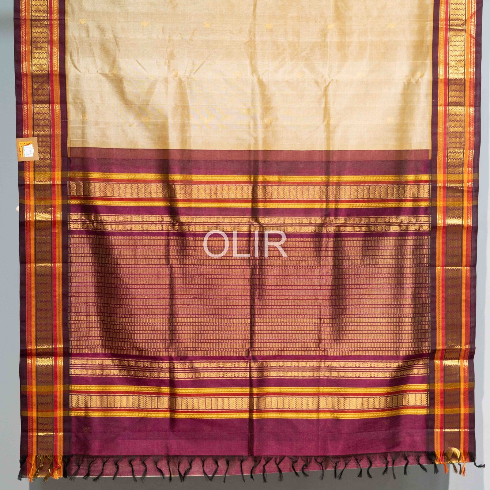 Golden Beige with Deep Maroon