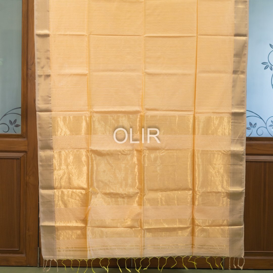 Peach Body with Tussar Border and Tissue Pallu