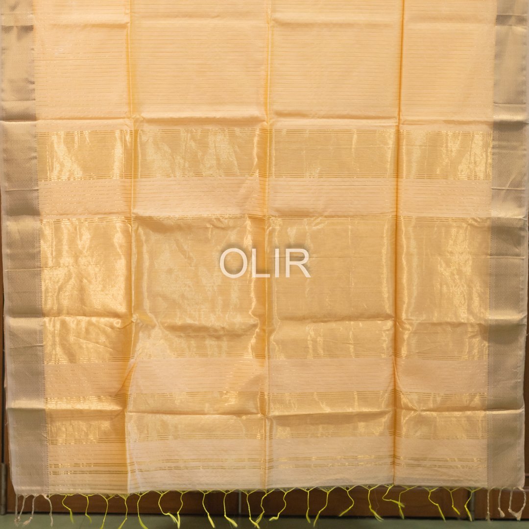 Peach Body with Tussar Border and Tissue Pallu - Image 2